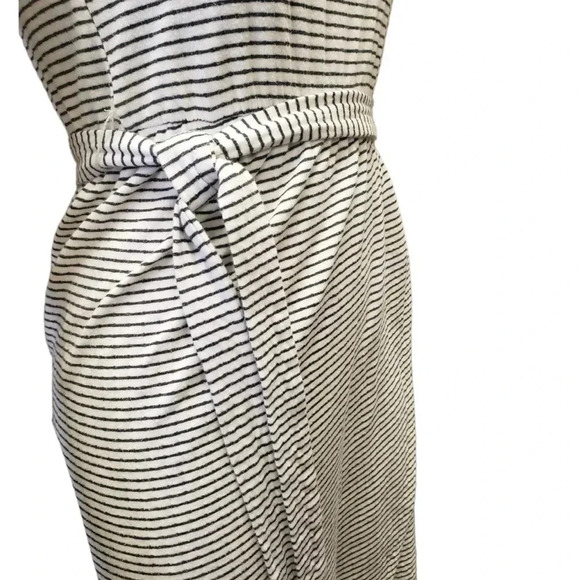 Lulus Sun Swept Black & White Striped Belted Midi Dress  Size Small - Picture 10 of 12